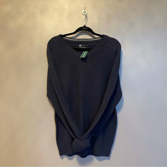 Le31 PAR SIMONS V-Neck 100%Lambswool Navy Sweater Men NWT Sweater - Picture 2 of 7